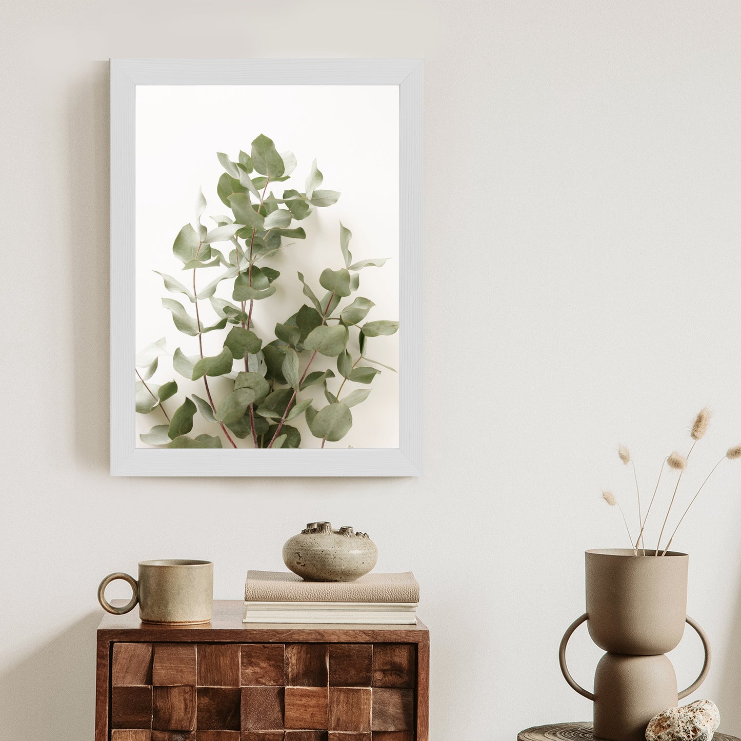 Poster Eukalyptuszweig Rahmen Holz Mit Passepartout Farbe Schwarz