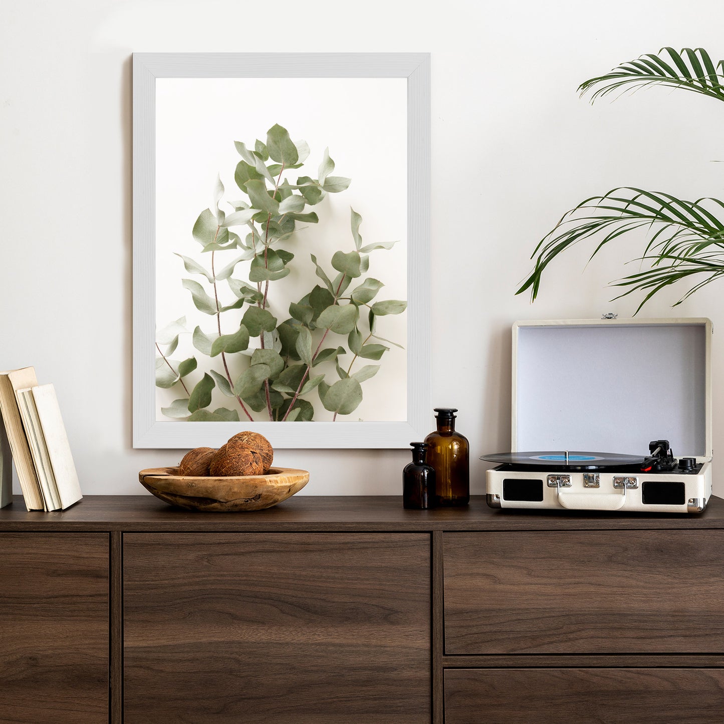 Poster Eukalyptuszweig Rahmen Holz Mit Passepartout Farbe Schwarz