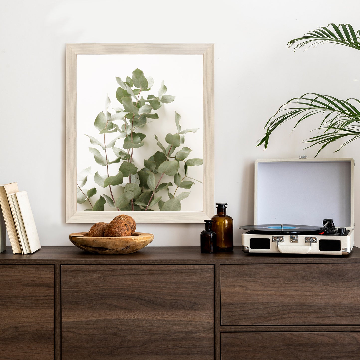 Poster Eukalyptuszweig Rahmen Holz Mit Passepartout Farbe Schwarz