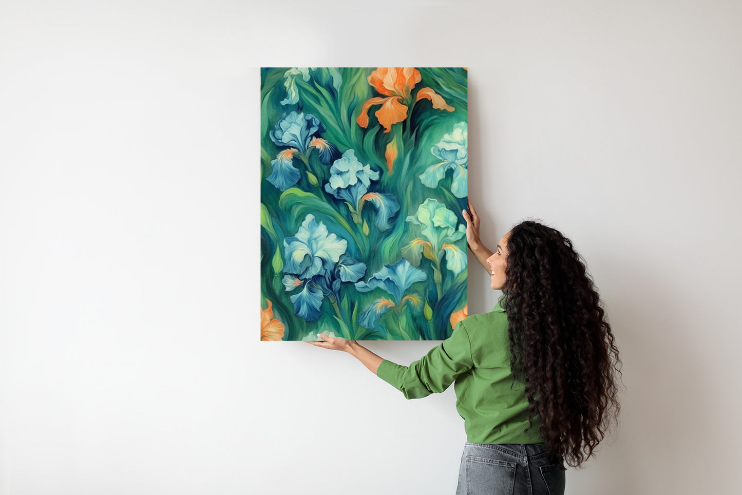 Poster Bunte Irisblüten Rahmen Holz Mit Passepartout Farbe Natürlich