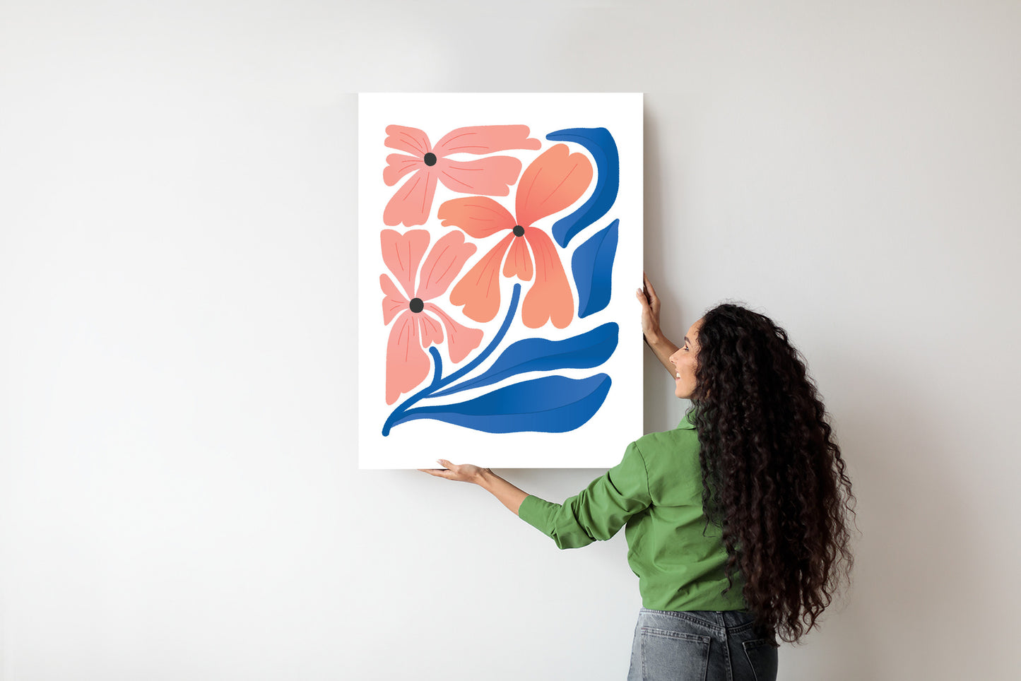 Poster Frühlingsblumen-Abstraktion Rahmen Holz Mit Passepartout Farbe Weiß