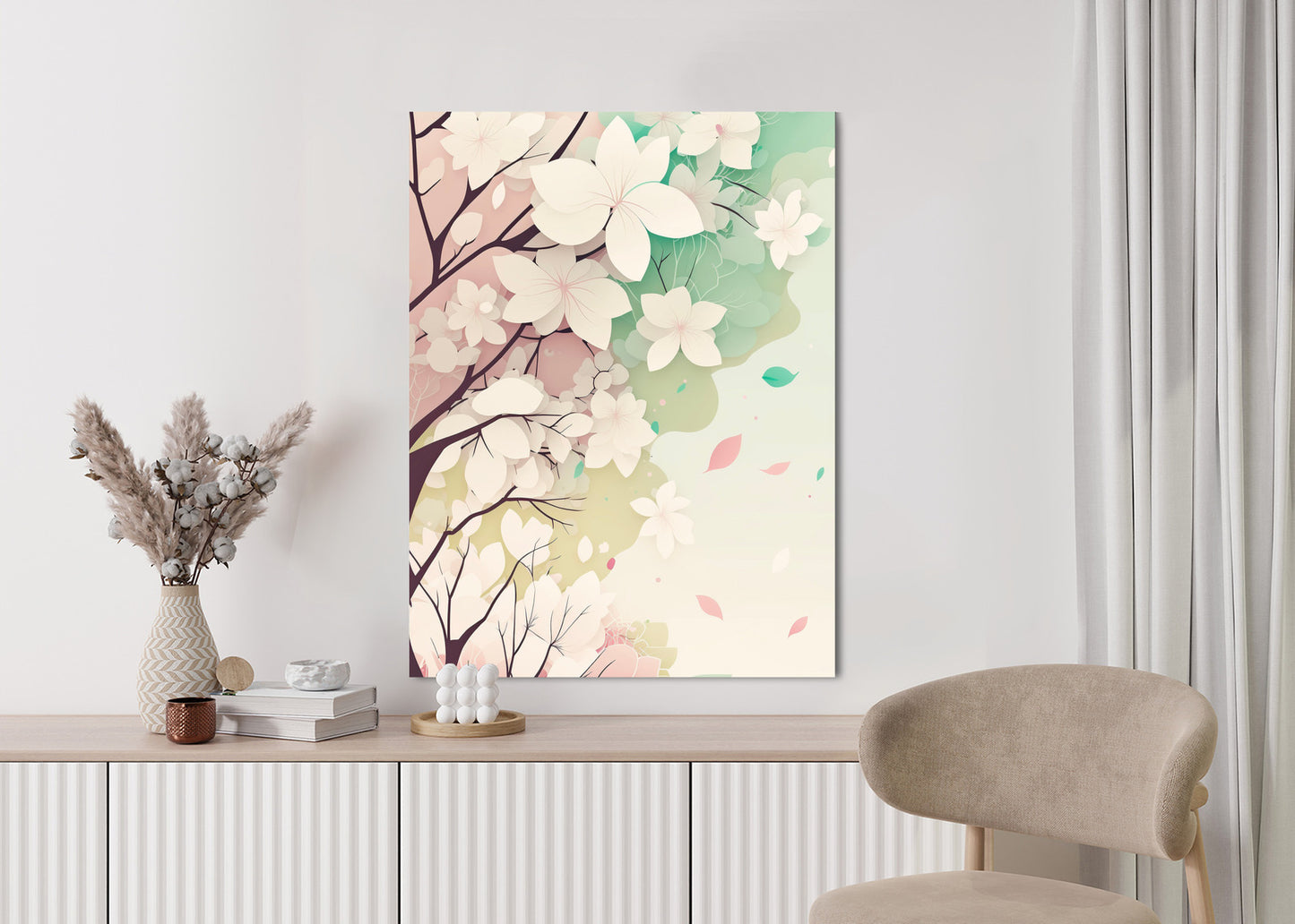 Poster Blühende Pastellbäume Im Frühling Rahmen Holz Mit Passepartout Farbe Natürlich