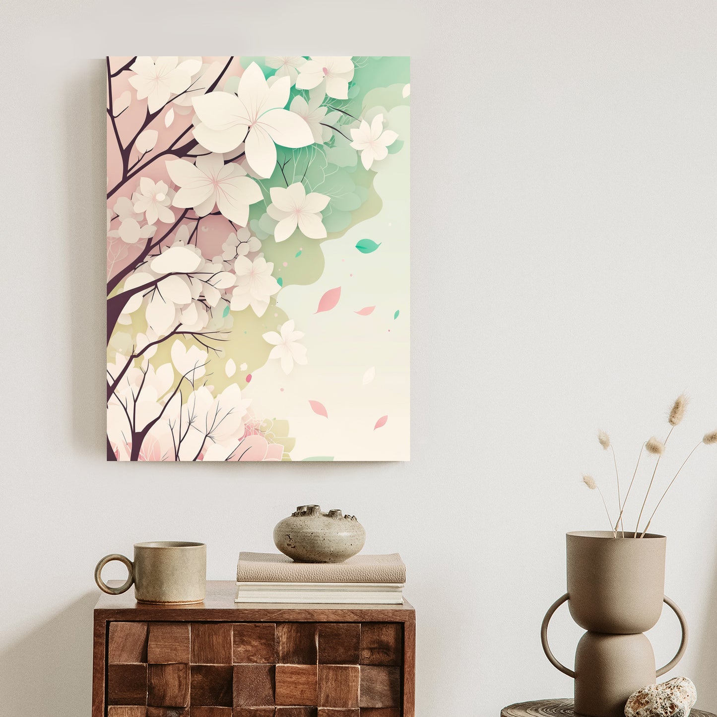 Poster Blühende Pastellbäume Im Frühling Rahmen Holz Mit Passepartout Farbe Natürlich