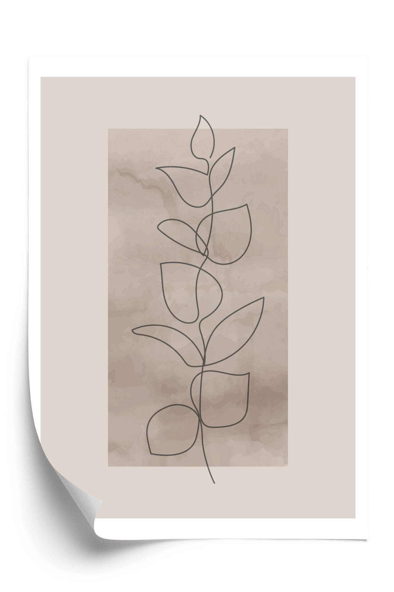 Poster Abstrakte Minimalistische Pflanze Auf Beigem Hintergrund