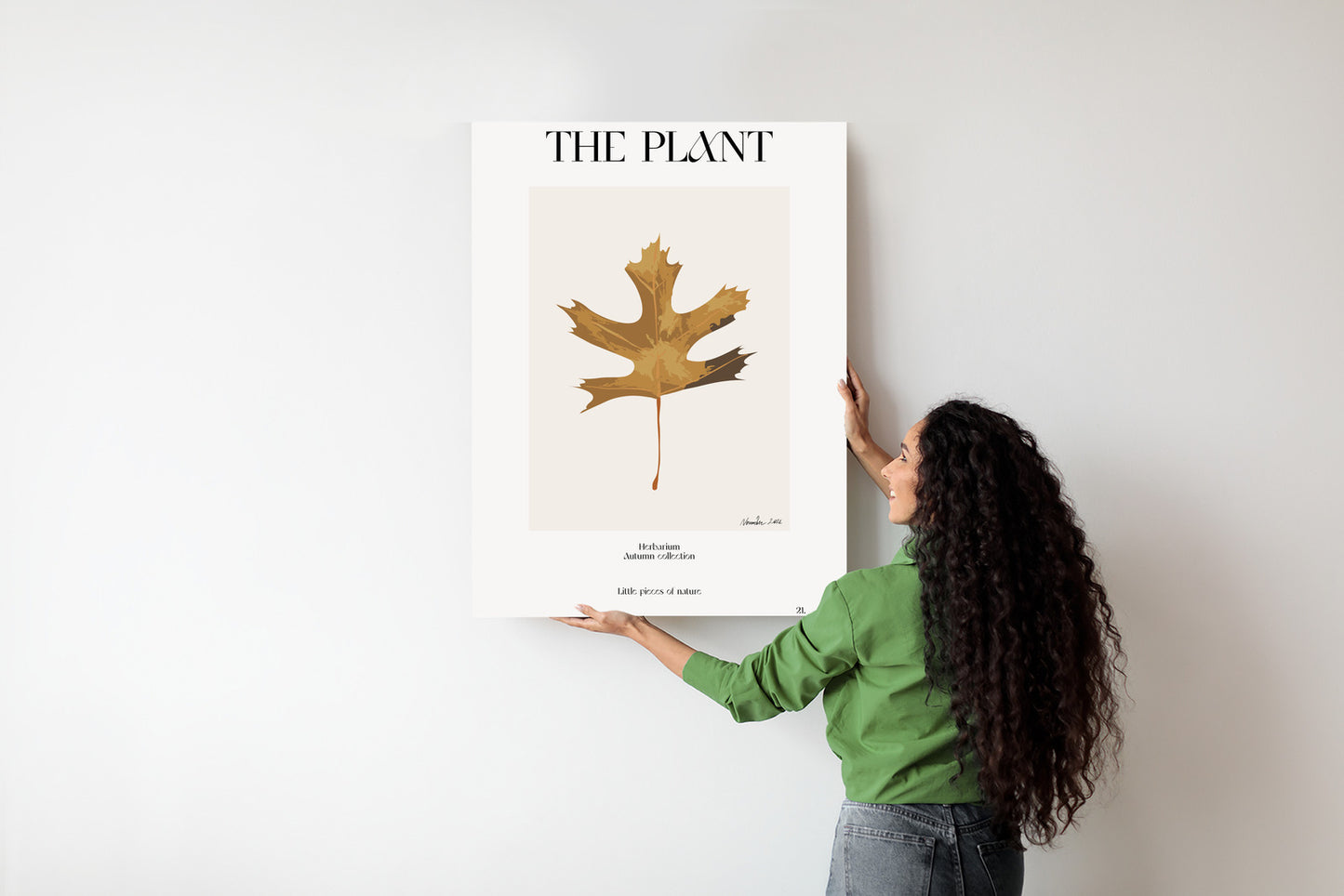 Poster Herbstblatt Im Herbarium Rahmen Holz Mit Passepartout Farbe Natürlich