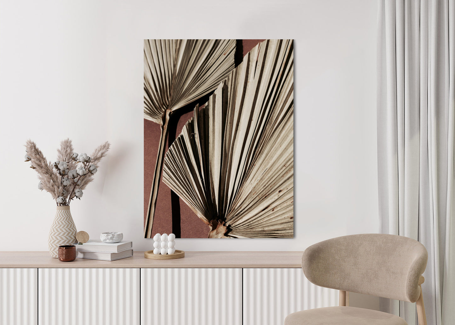 Poster Exotische Palmblätter Aus Nächster Nähe Rahmen Holz Mit Passepartout Farbe Natürlich