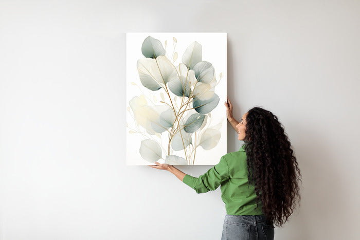 Poster Eukalyptus Olivgrüne Blätter Rahmen Holz Mit Passepartout Farbe Natürlich