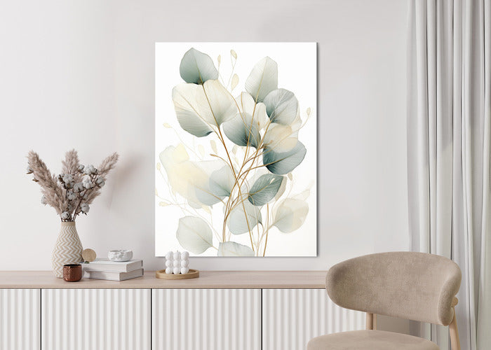 Poster Eukalyptus Olivgrüne Blätter Rahmen Holz Mit Passepartout Farbe Natürlich