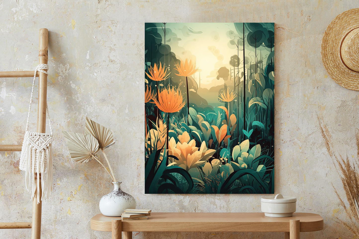 Poster Vegetation In Einem Tropischen Dschungel Rahmen Holz Mit Passepartout Farbe Natürlich