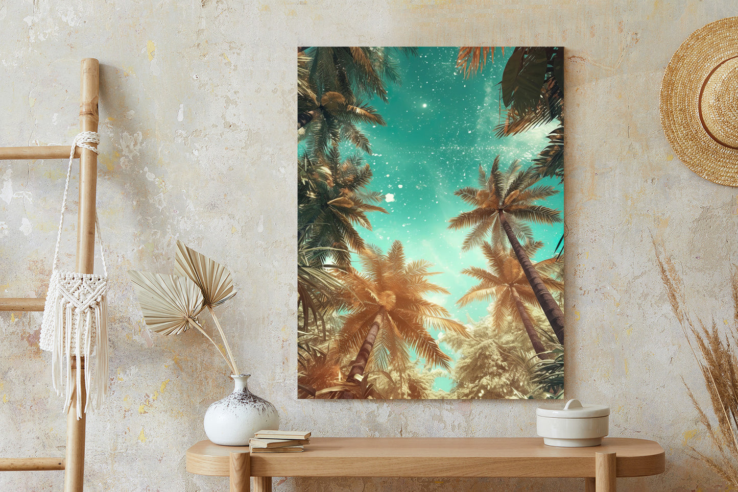 Poster Schöne Sommerpalmen Mit Sternen