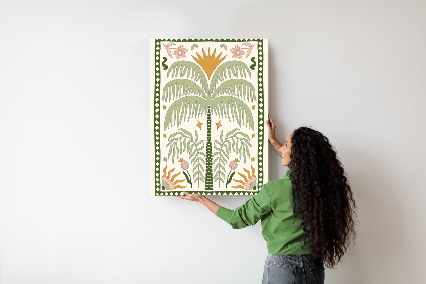 Poster Palmen Und Orientalische Pflanzen Rahmen Holz Mit Passepartout Farbe Natürlich