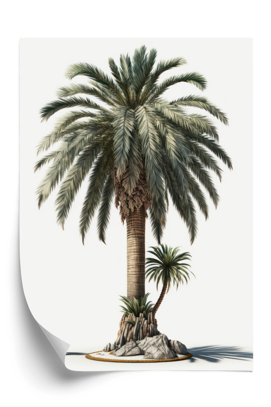 Poster Palme Mit Grünem Zweig Rahmen Holz Mit Passepartout Farbe Natürlich