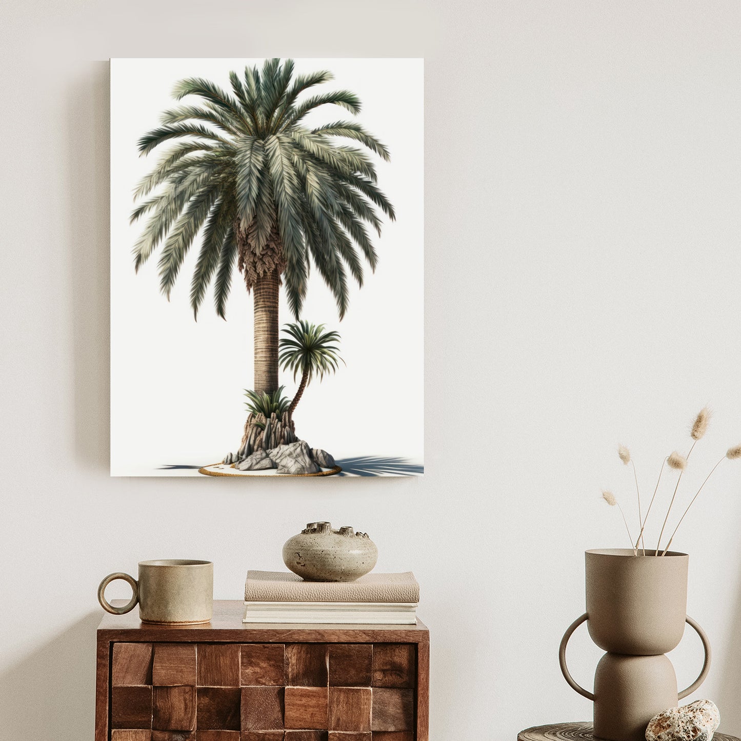 Poster Palme Mit Grünem Zweig Rahmen Holz Mit Passepartout Farbe Natürlich