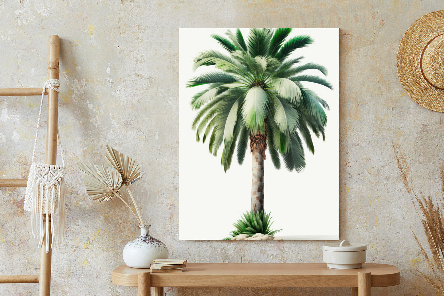 Poster Hohe Grüne Palme Rahmen Holz Mit Passepartout Farbe Natürlich
