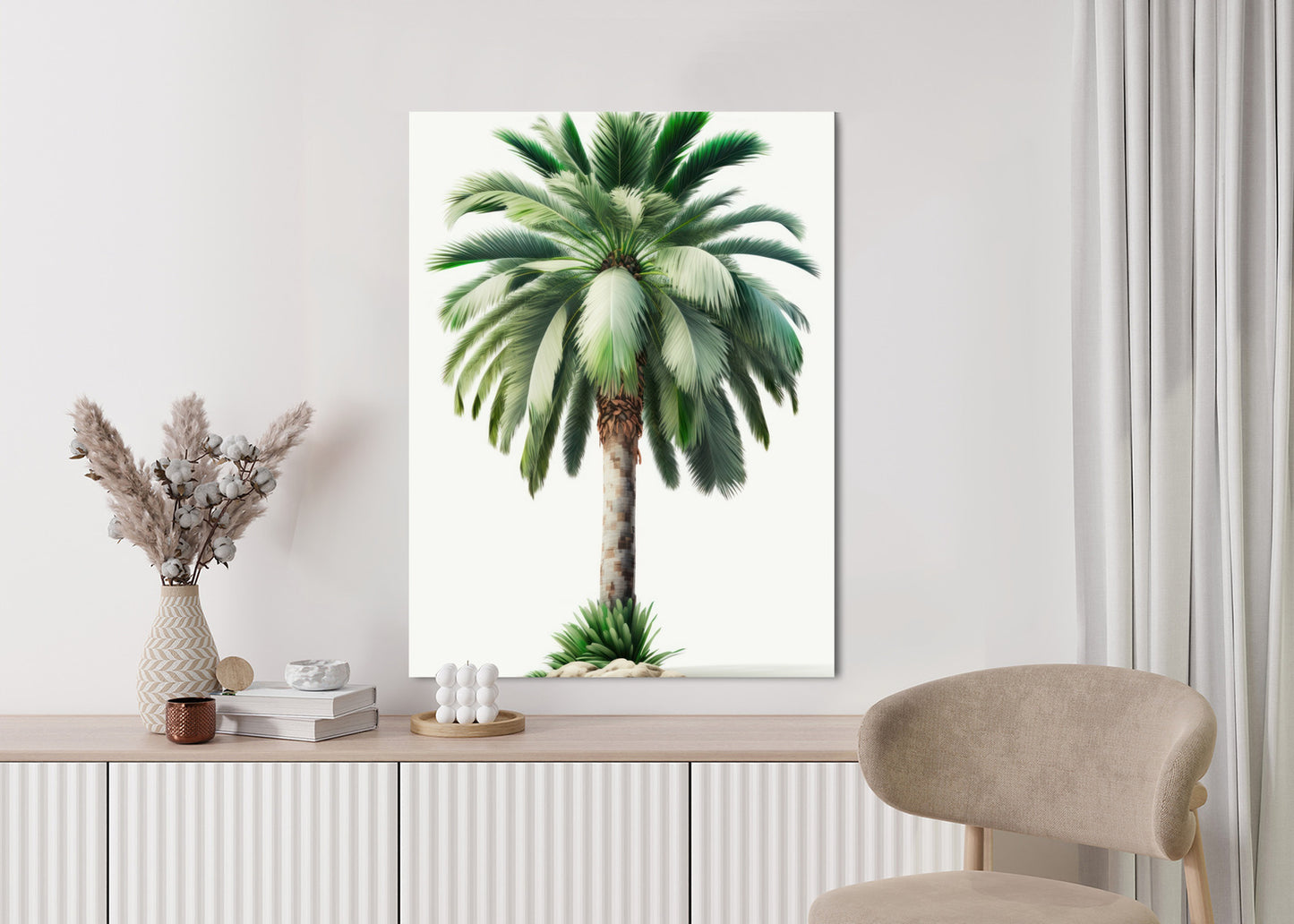 Poster Hohe Grüne Palme Rahmen Holz Mit Passepartout Farbe Natürlich