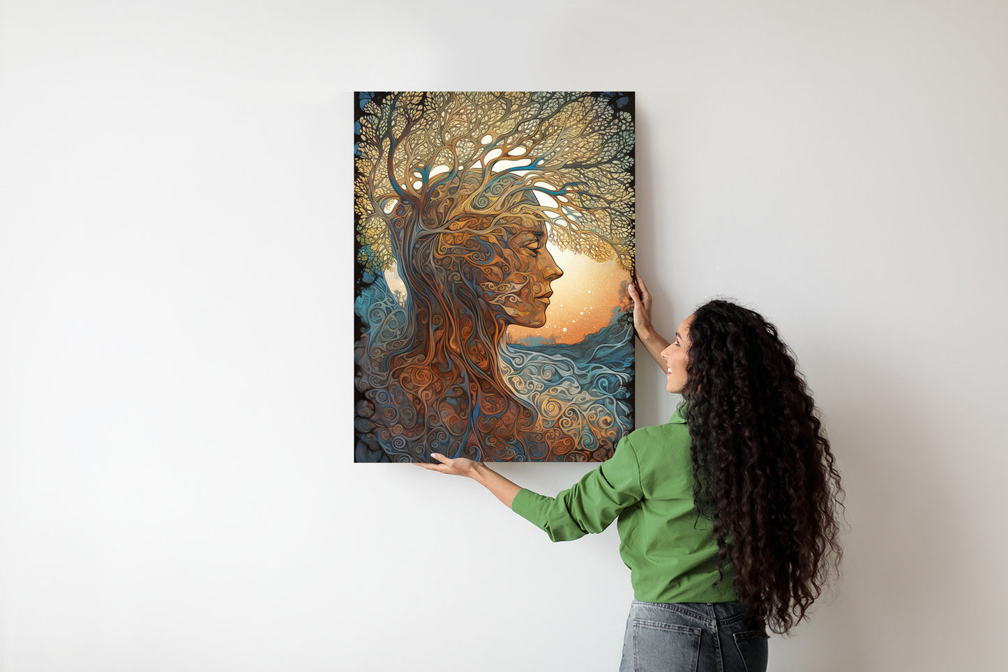 Poster Männerkopf Und Künstlerischer Baum