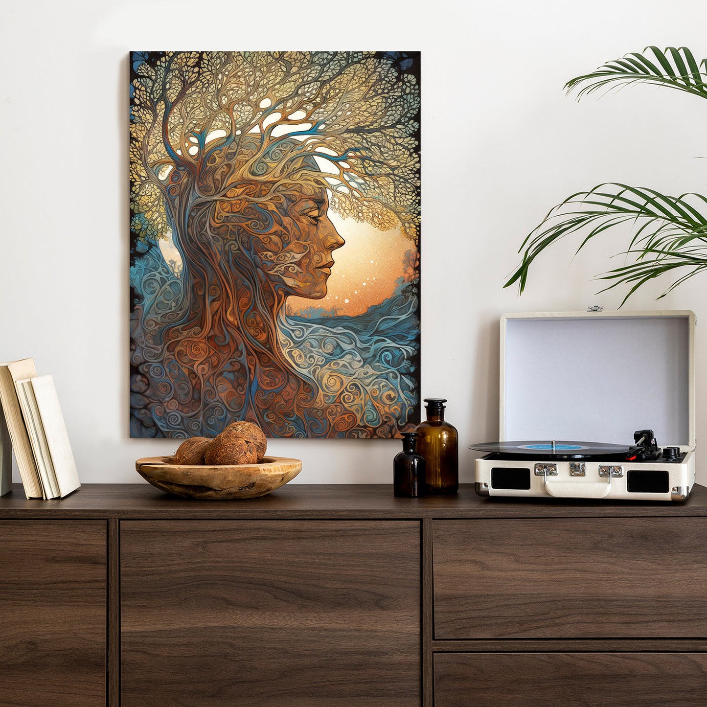 Poster Männerkopf Und Künstlerischer Baum