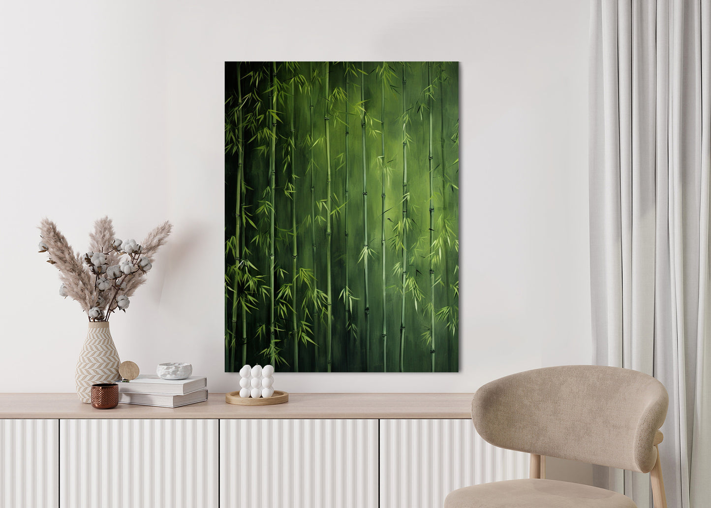 Poster Grüner Bambuswald Rahmen Holz Mit Passepartout Farbe Natürlich