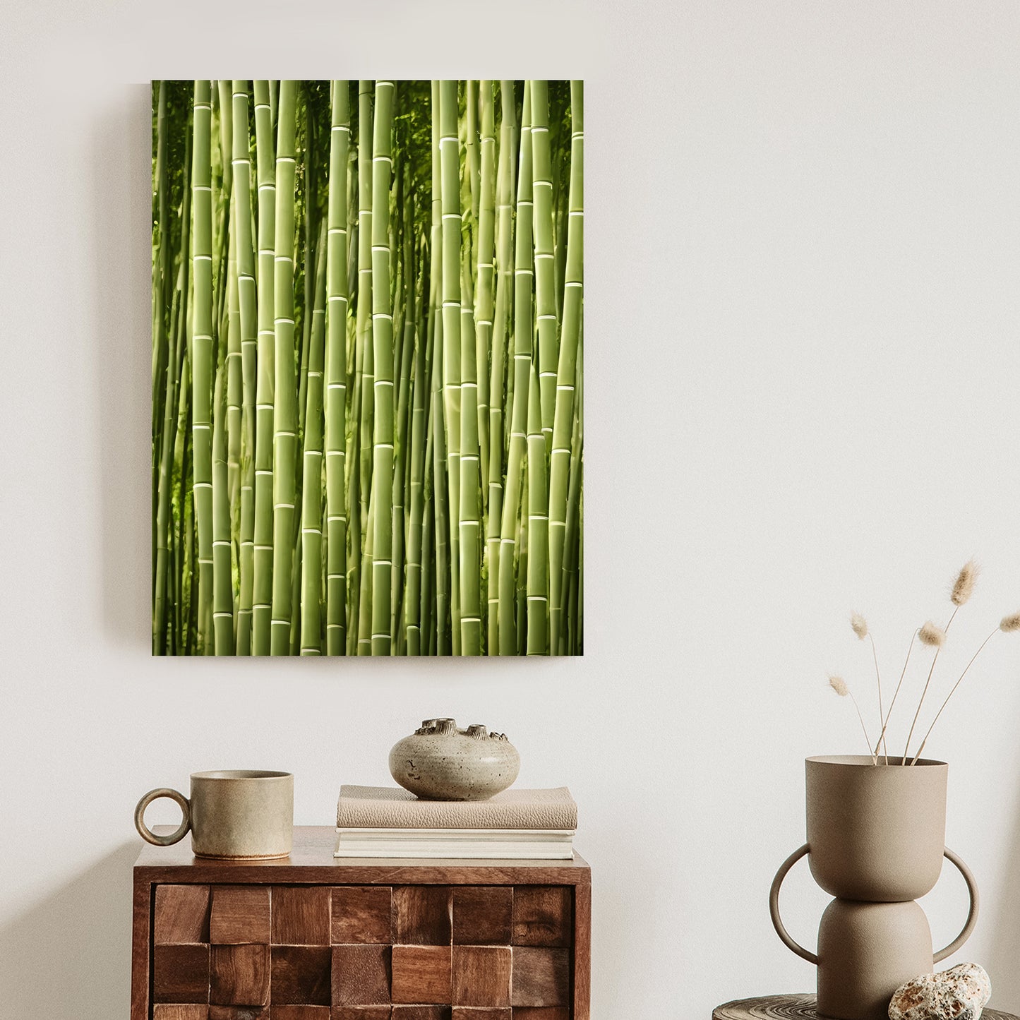Poster Bambuszaun Rahmen Holz Mit Passepartout Farbe Natürlich