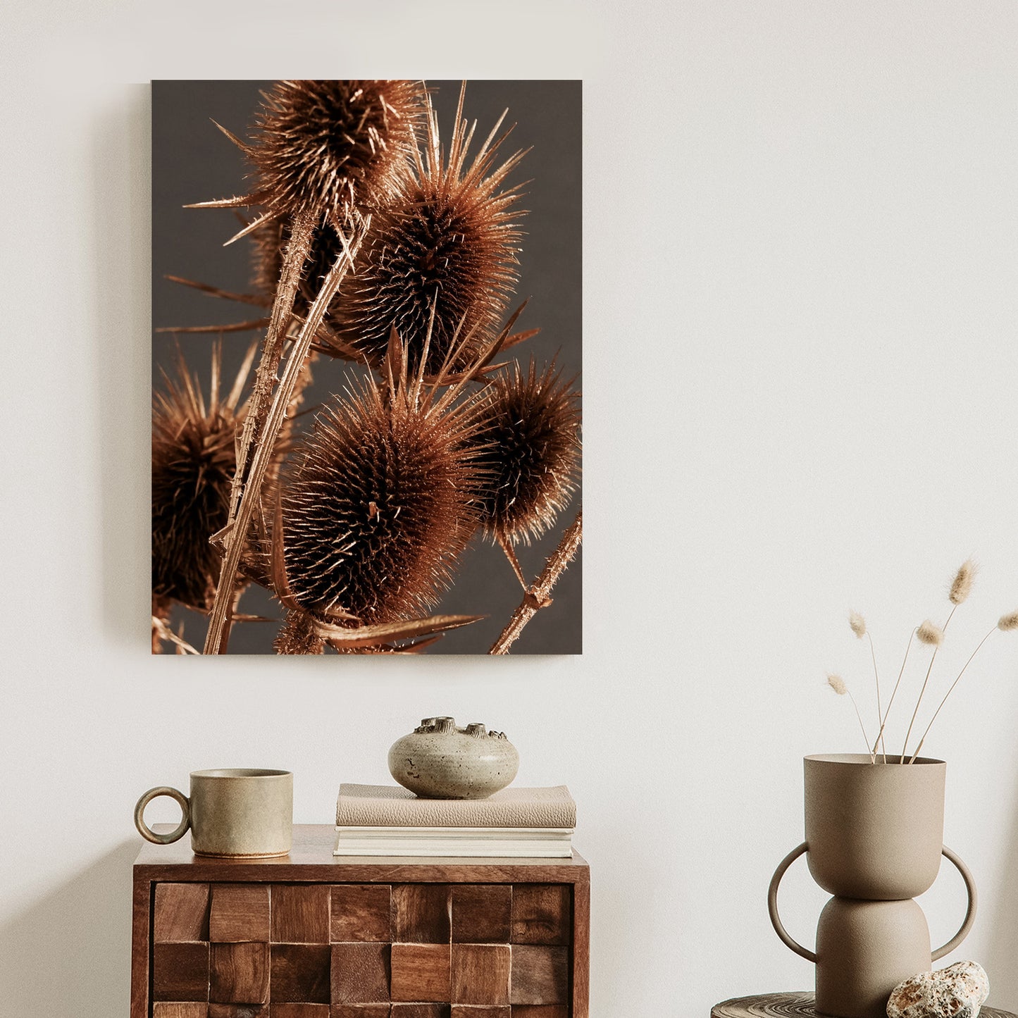 Poster Trockene Klette Rahmen Holz Mit Passepartout Farbe Weiß