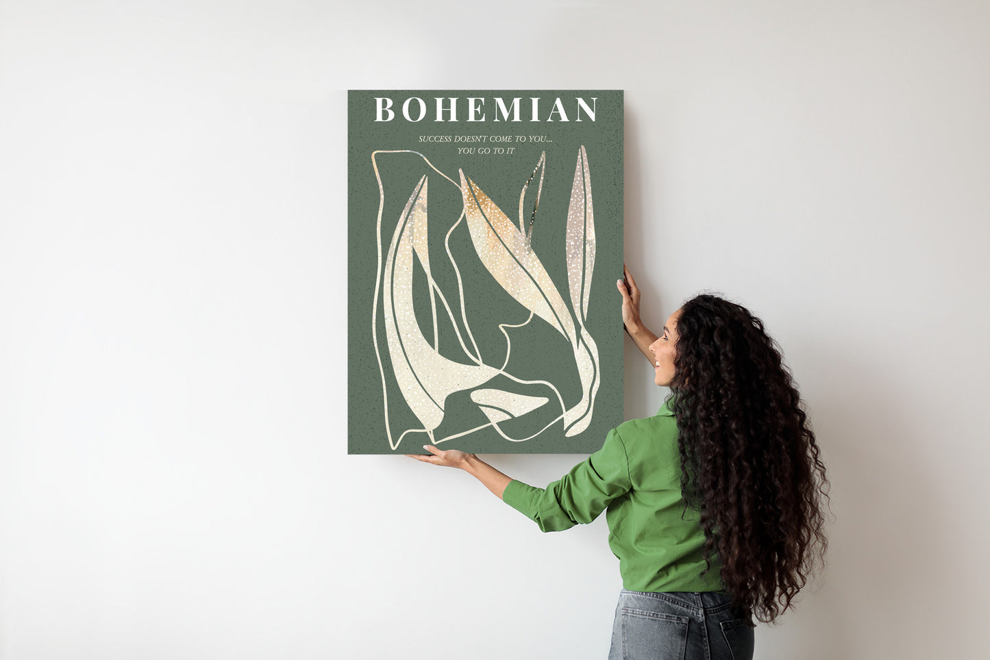 Poster Moderne Illustration Mit Goldenen Elementen Rahmen Holz Mit Passepartout Farbe Natürlich