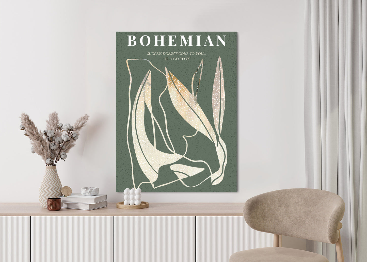 Poster Moderne Illustration Mit Goldenen Elementen Rahmen Holz Mit Passepartout Farbe Natürlich