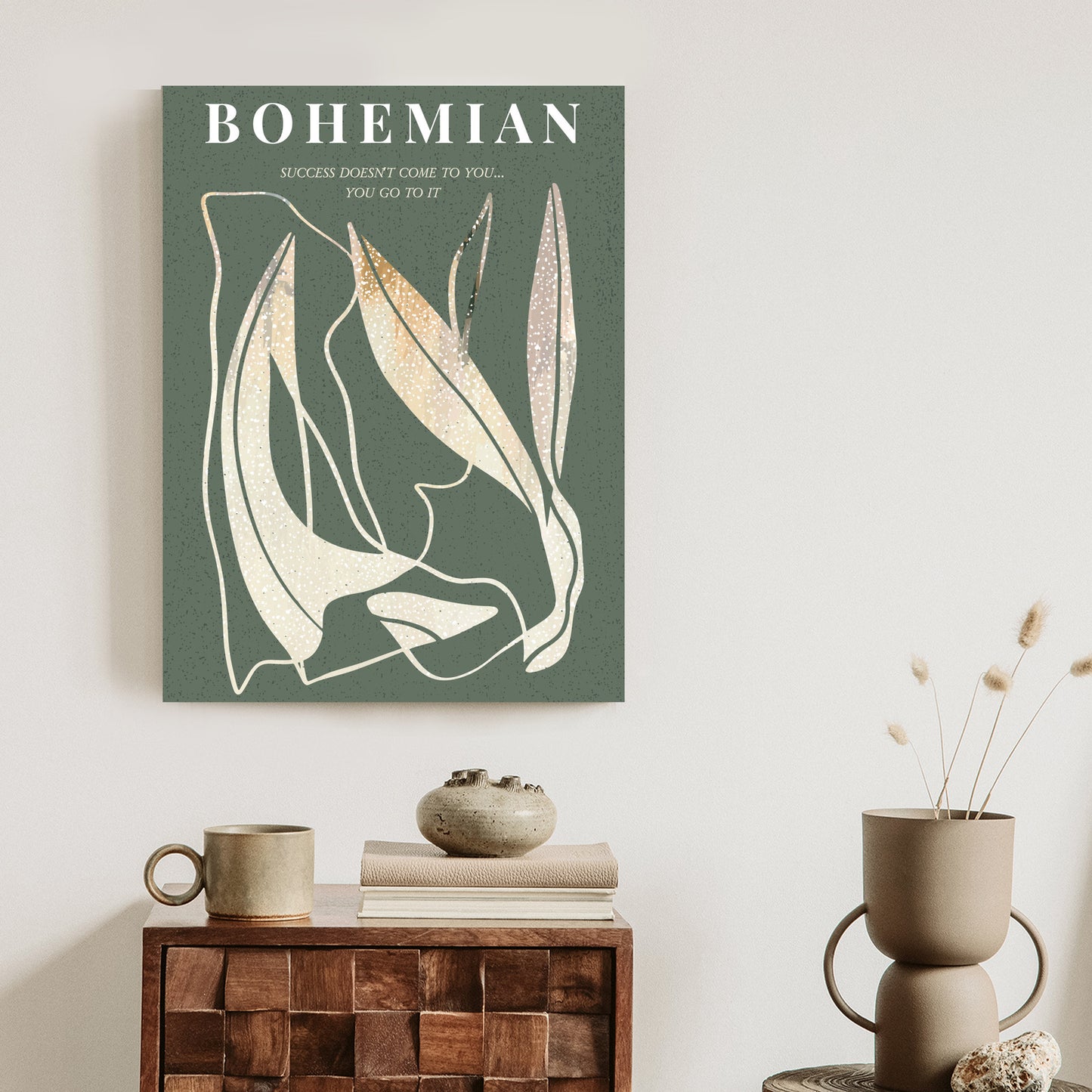 Poster Moderne Illustration Mit Goldenen Elementen Rahmen Holz Mit Passepartout Farbe Natürlich