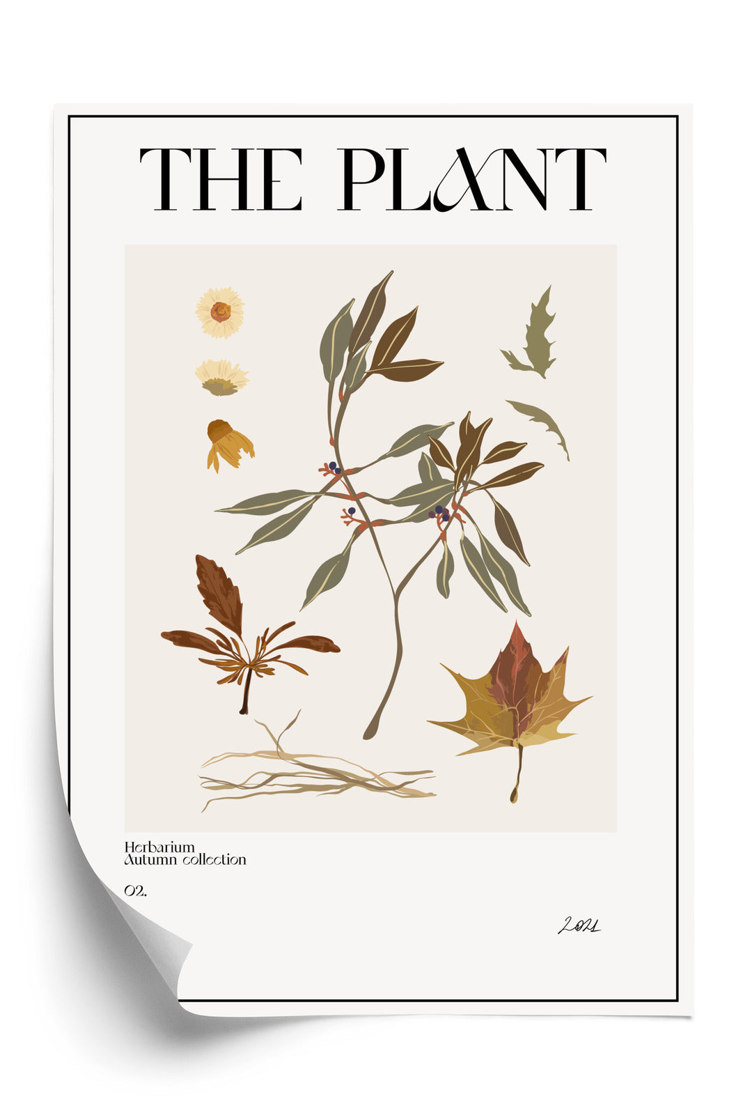 Poster Atlas Der Herbstblätter Rahmen Holz Mit Passepartout Farbe Natürlich