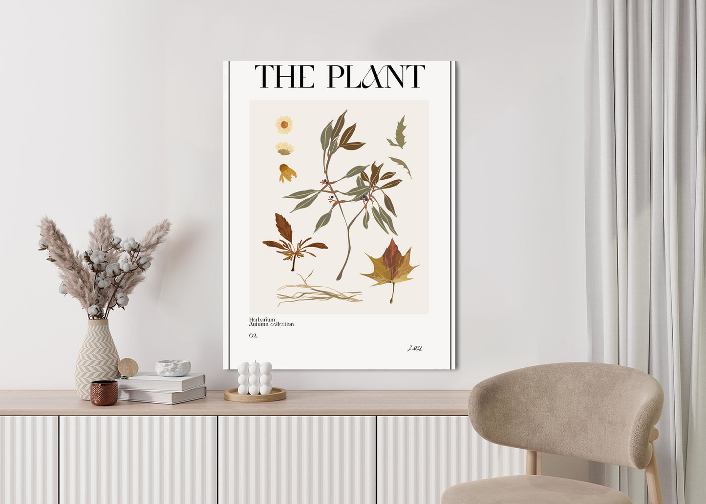 Poster Atlas Der Herbstblätter Rahmen Holz Mit Passepartout Farbe Natürlich