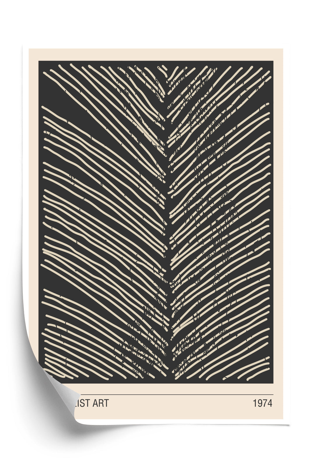 Poster Minimalistische Blattgrafiken Rahmen Holz Mit Passepartout Farbe Natürlich