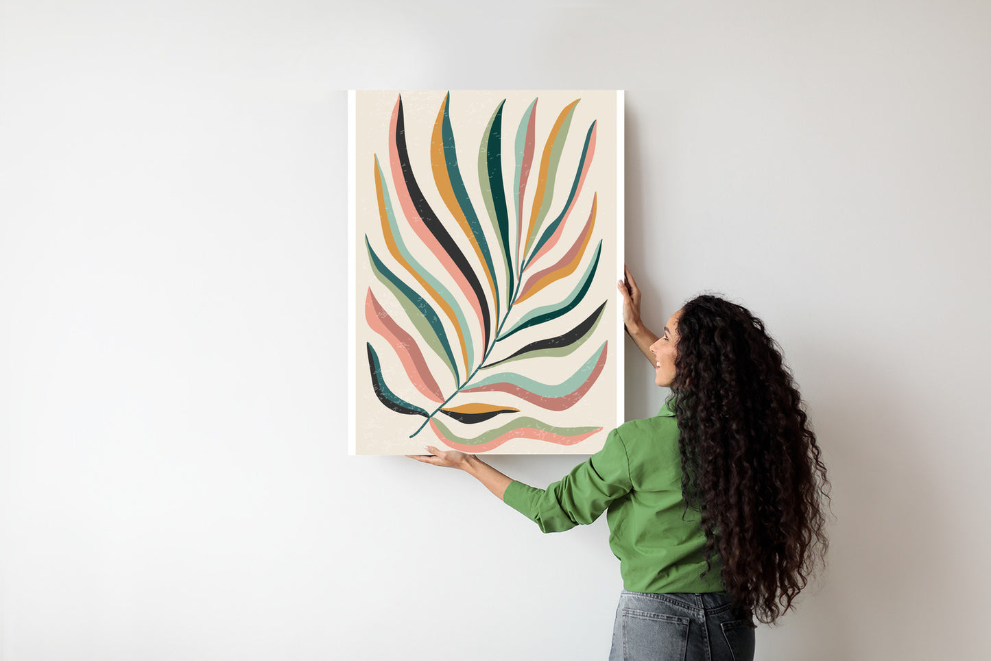 Poster Mehrfarbiges Matisse-Blatt Rahmen Holz Mit Passepartout Farbe Natürlich