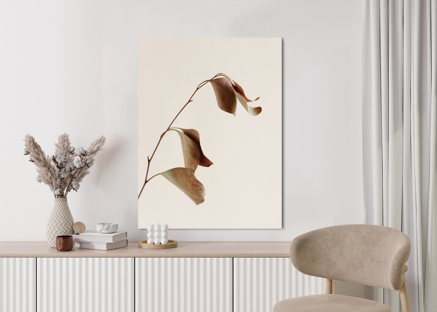 Poster Beiger Trockener Eukalyptus Rahmen Holz Mit Passepartout Farbe Natürlich