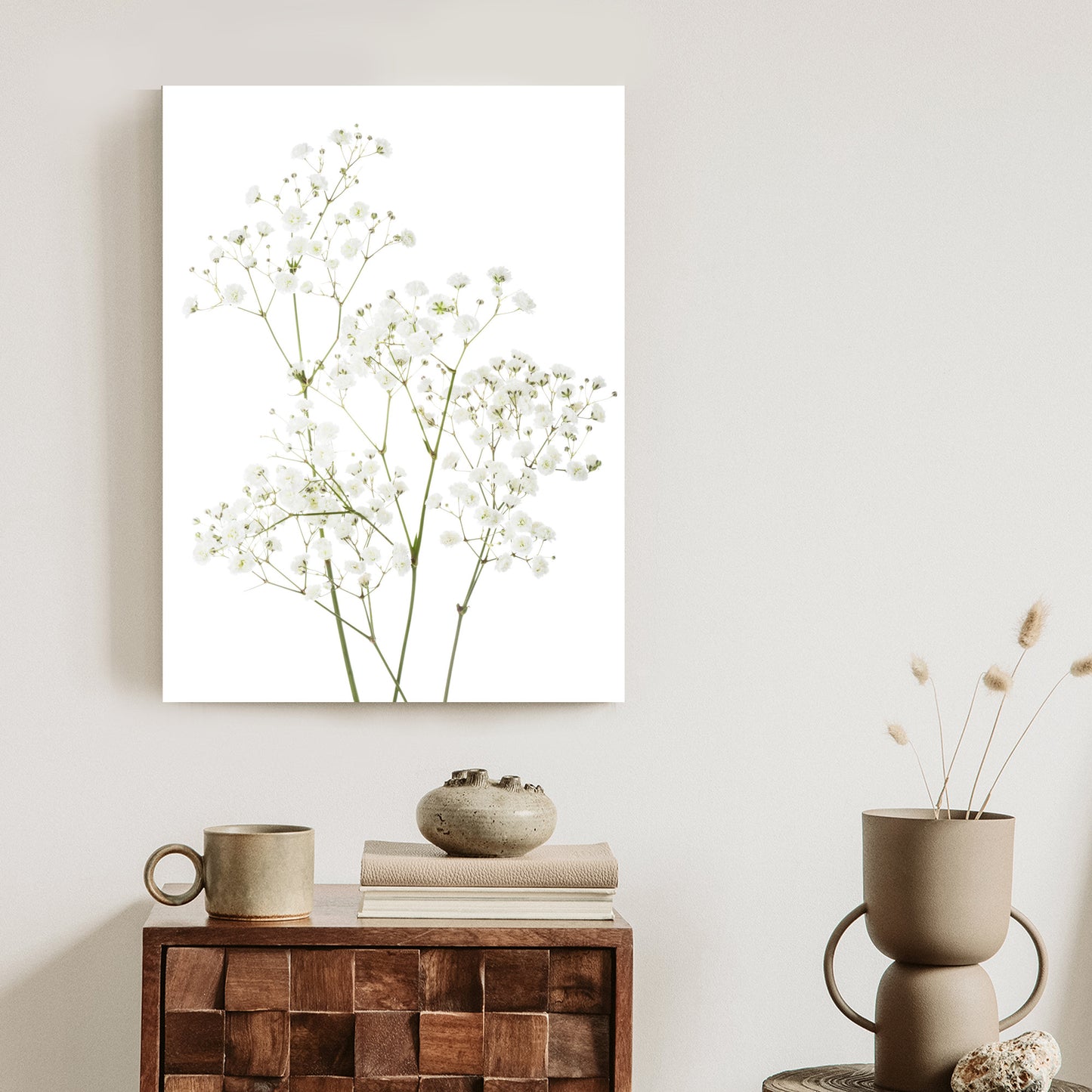 Poster Vier Zweige Mit Kleinen Weißen Blüten