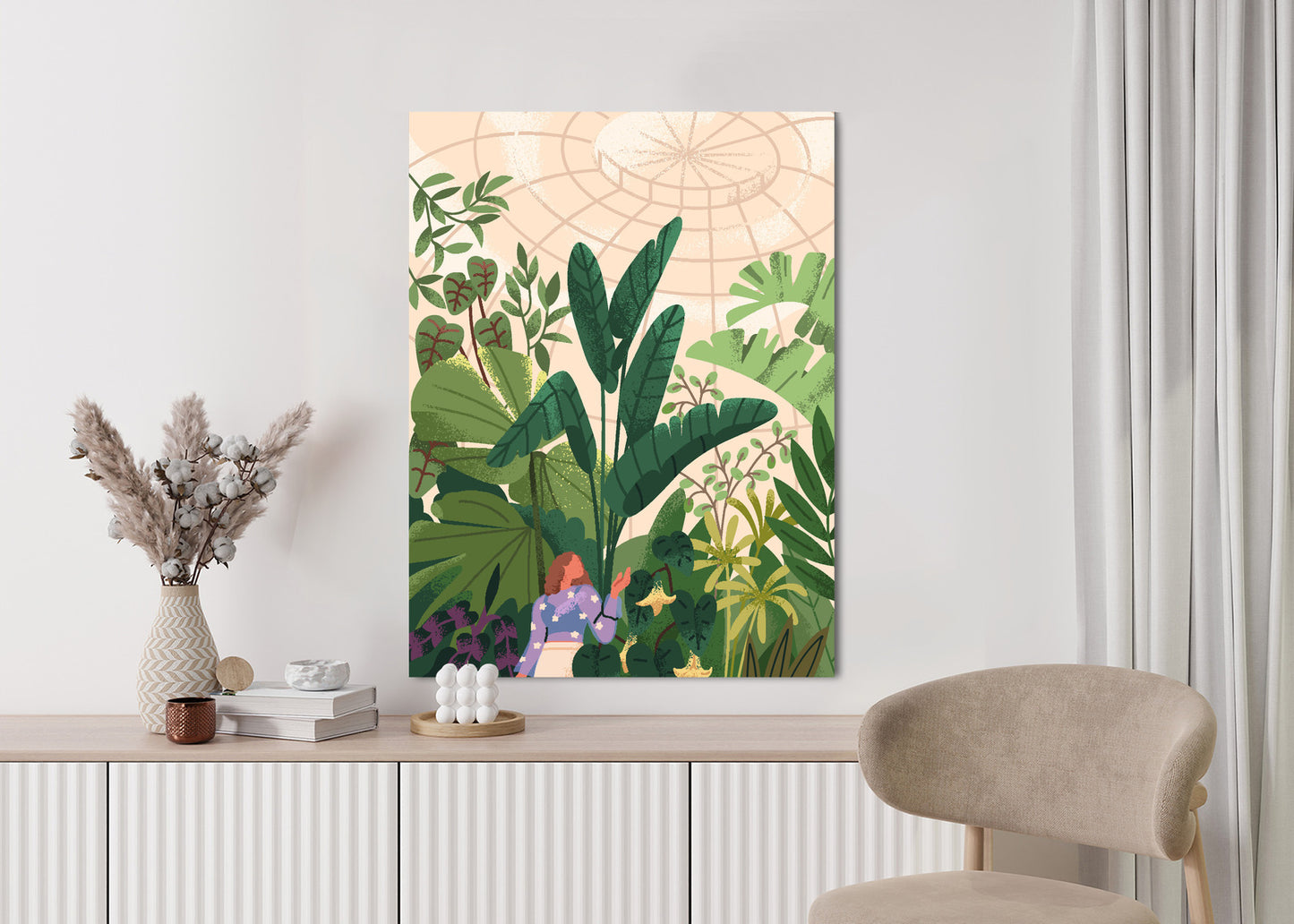 Poster Gewächshaus Und Exotische Pflanzen Rahmen Holz Mit Passepartout Farbe Natürlich
