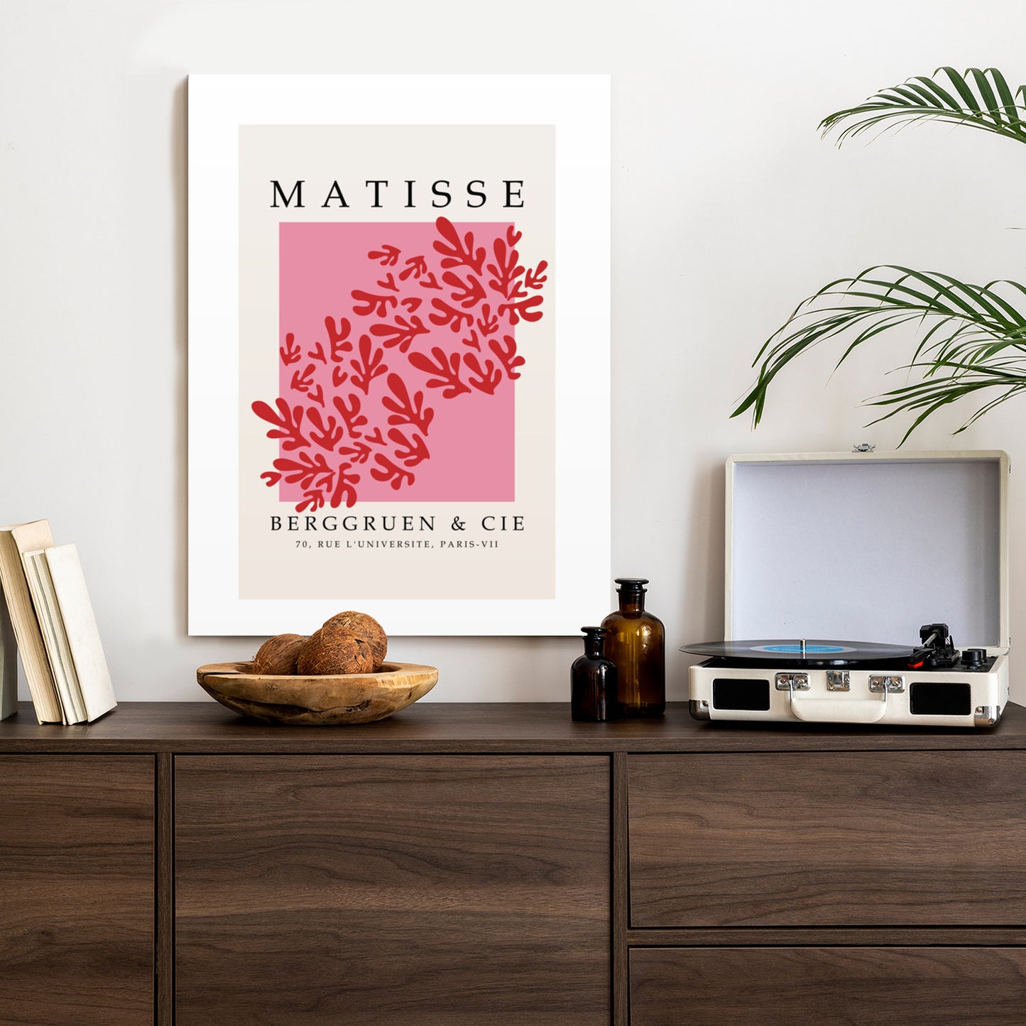 Poster Botanische Dekoration Im Matisse-Stil Rahmen Holz Mit Passepartout Farbe Natürlich