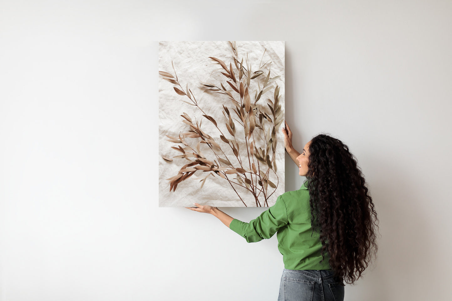 Poster Trockene Eukalyptusblätter Rahmen Holz Mit Passepartout Farbe Natürlich