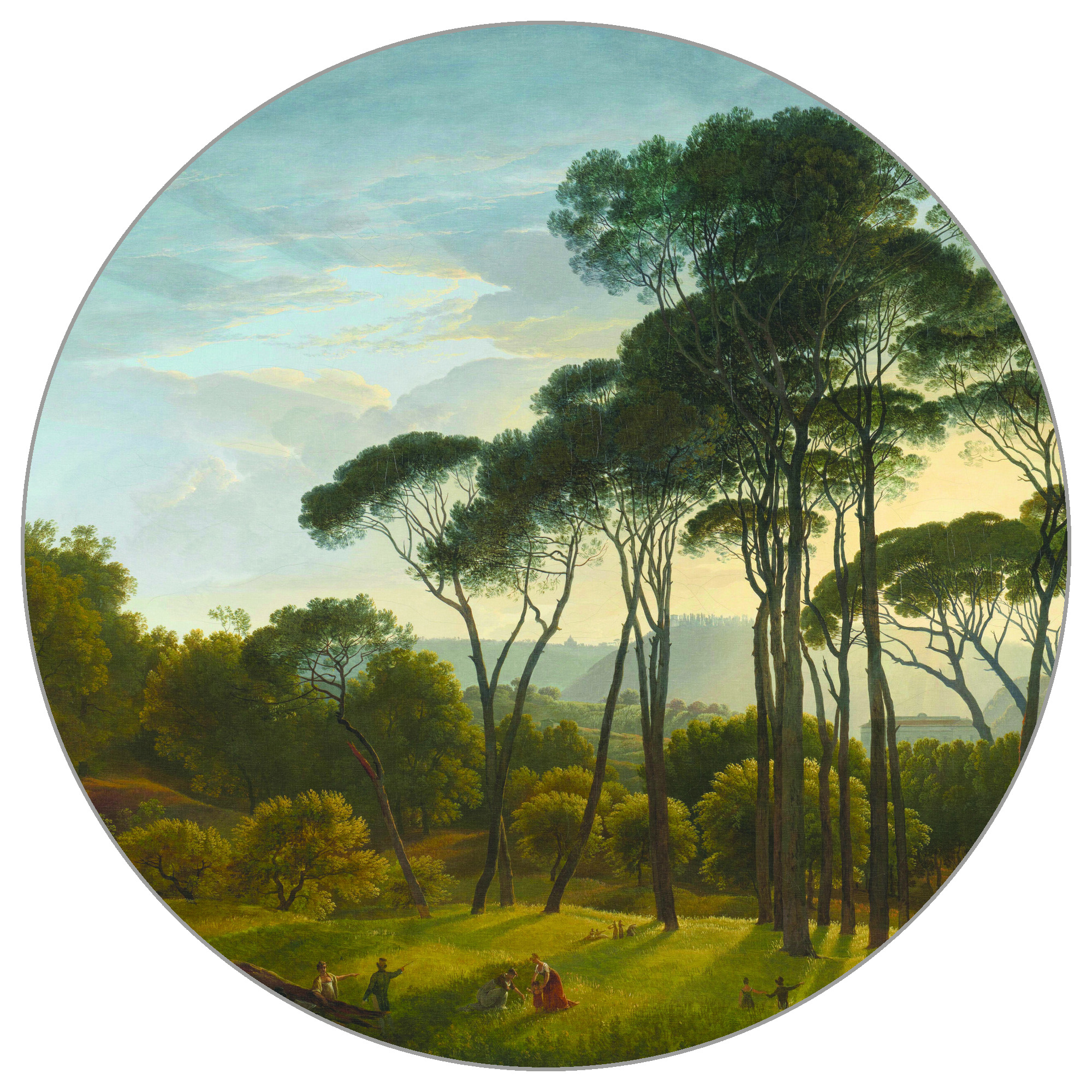 Fototapete Rund Italienische Landschaft Mit Schirmförmigen Kiefern