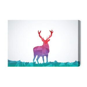 Leinwandbild Bunte Abstraktion Mit Hirsch