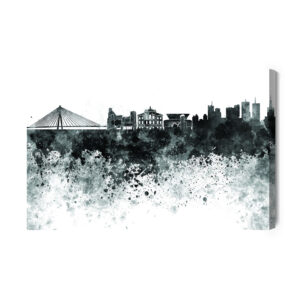Leinwandbild Schwarz Weißes Panorama Von Warschau