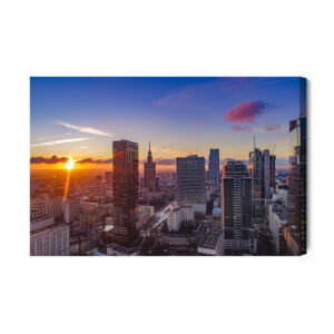 Leinwandbild Sonnenuntergang In Warschau