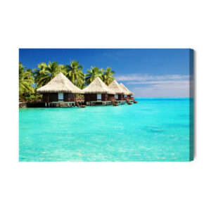 Leinwandbild Hütten Am Meer
