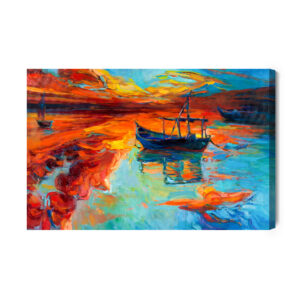 Leinwandbild Bemalte Boote Im Meer