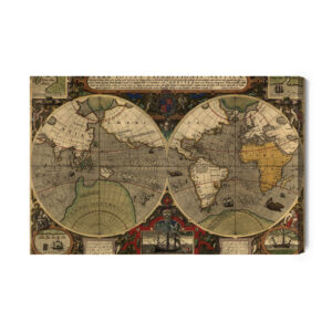 Leinwandbild Antike Weltkarte