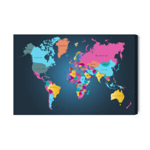 Leinwandbild Mehrfarbige Politische Weltkarte