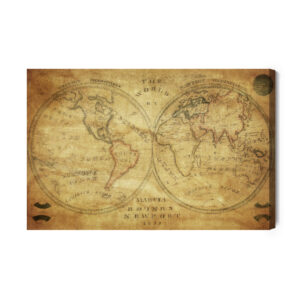 Leinwandbild Historische Weltkarte Aus Dem 19. Jahrhundert