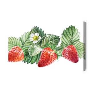 Leinwandbild Erdbeeren Mit Blumen