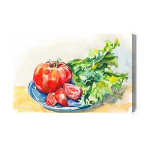 Leinwandbild Tomate Mit Salat