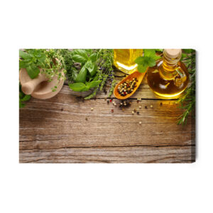 Leinwandbild Kräuter Der Provence Mit Öl