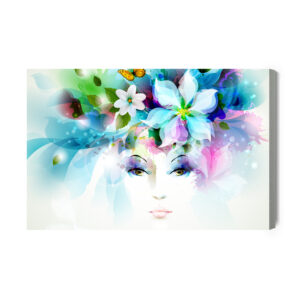 Leinwandbild Gesicht Der Frau Mit Pflanzen