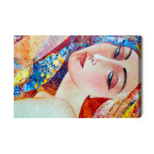 Leinwandbild Ein Farbenfrohes Porträt Einer Jungen Frau